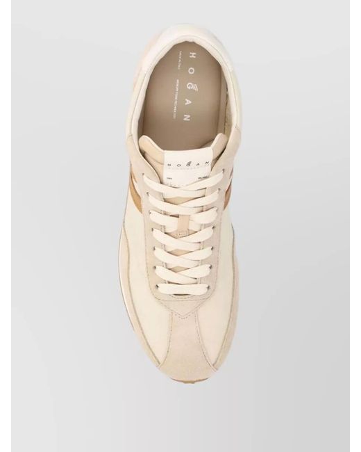 Hogan Natural Low Top Sneakers Contrast Panel Rubber Sole
