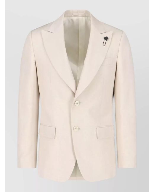 Lardini Natural Single Breasted Blazer Notch Lapel Style for men