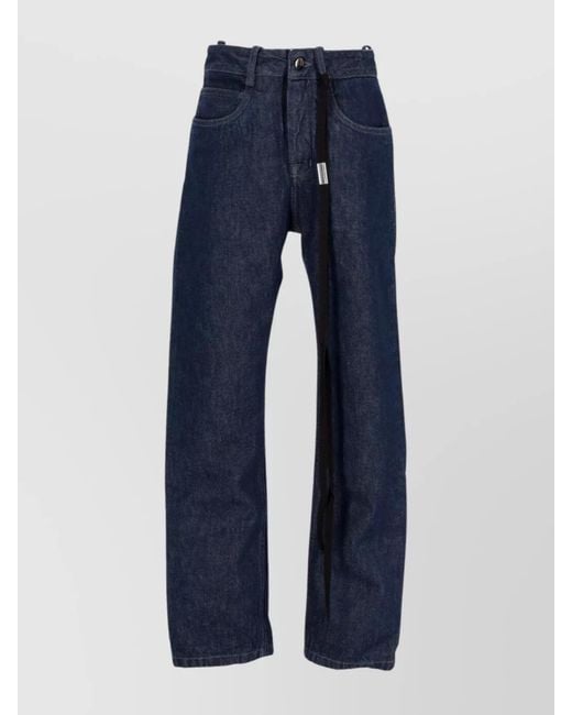 Ann Demeulemeester Blue Cotton Slim-Fit Cropped Straight Trousers