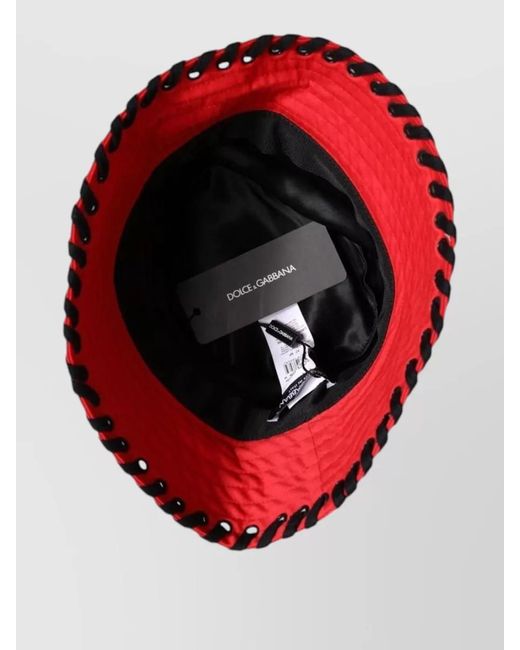 Dolce & Gabbana Red Lace Wide Brim Bucket Hat