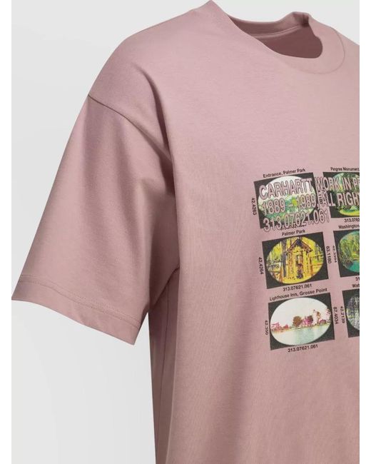 Carhartt Pink Coordinates Crew Neck Graphic Print T Shirt for men
