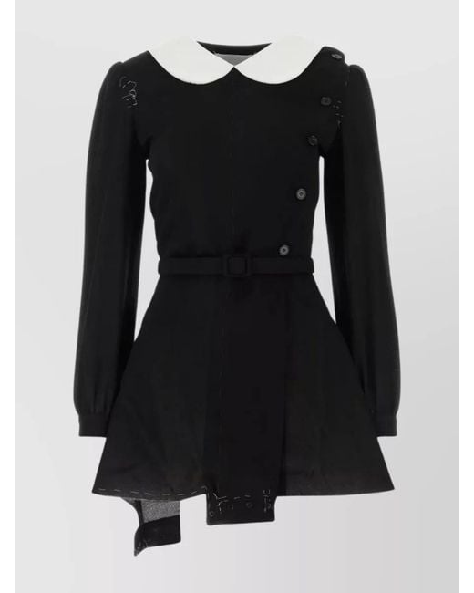 Maison Margiela Black Virgin Wool Regular-Fit Mini Dress