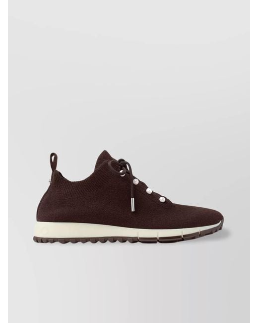 Jimmy Choo Brown Cashmere Knit Low-Top Sneakers