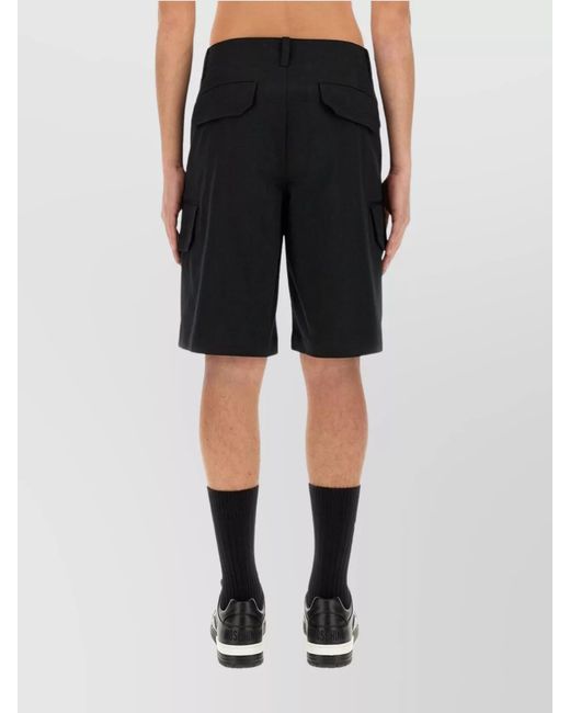 Moschino Black Cotton Logo Cargo Shorts for men