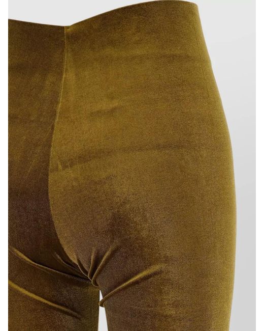 ANDAMANE Green Holly High Waist Cropped Velvet Leggings