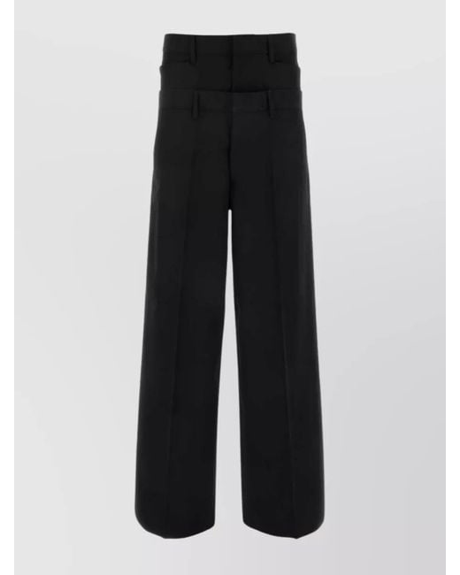 DSquared² Black Virgin Wool Wide-Leg Trousers
