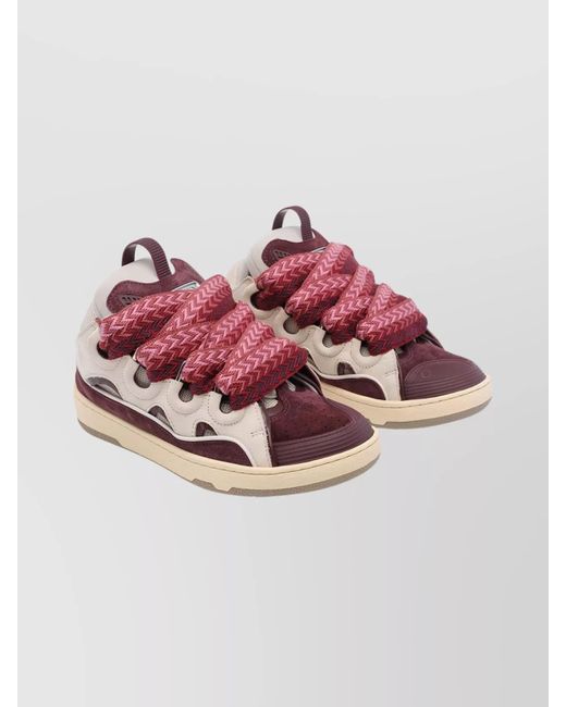 Lanvin Pink Chunky Lace Low Top Sneakers