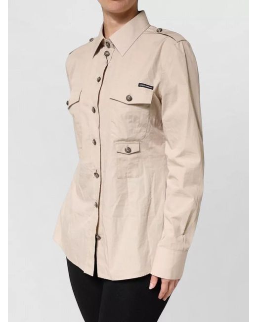 Dolce & Gabbana Natural Cotton Long-Sleeve Shirt Jacket