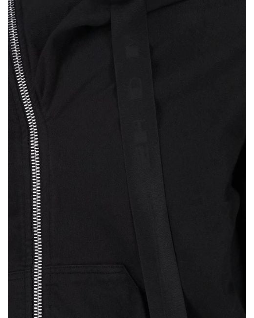 Rick Owens Blue Cropped Hooded Jacket Drawstring Hem Pockets for men