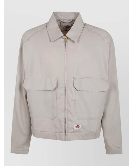 Dickies Gray Hemp Twill Jacket Collared Neck Pockets for men