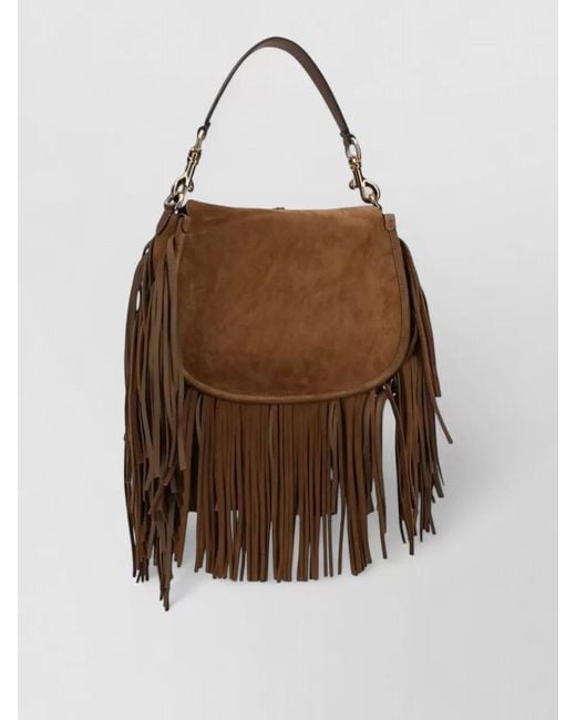 Etro Brown Medium Suede Fringed Shoulder Bag