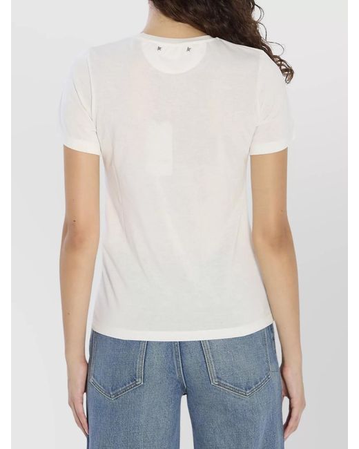 Golden Goose Deluxe Brand White Printed Ribbed Crew-Neck T-Shirt