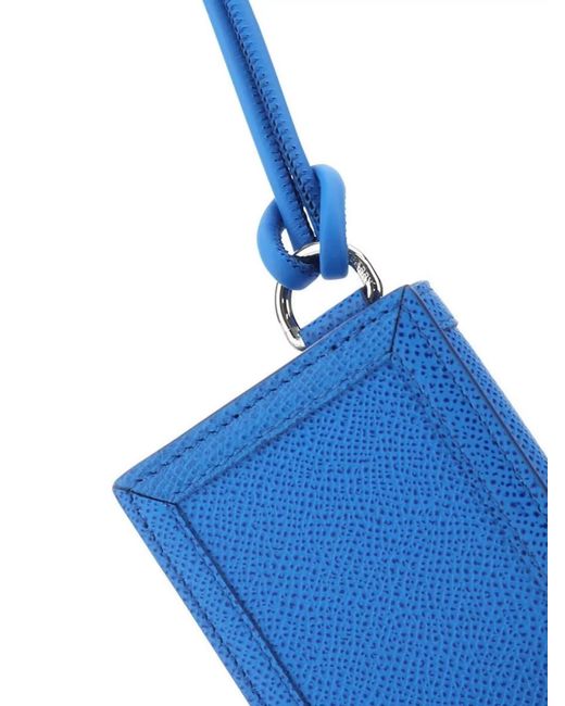 Burberry Blue Pebbled Leather Card Holder for men