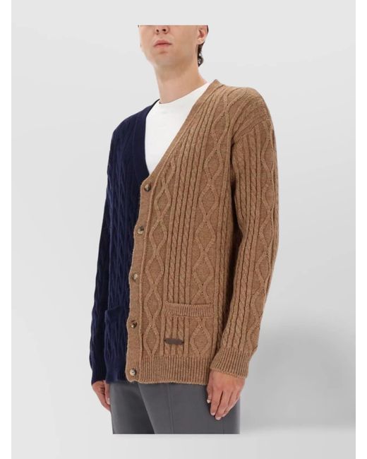 Moschino Blue Bicolor Cardigan for men