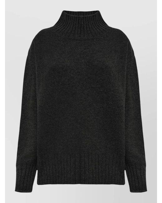 Malo Black Chunky Knit Turtleneck Sweater Long Sleeves