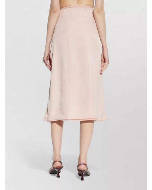 DIESEL Pink Midi Skirt Asymmetric Hem Side Slit