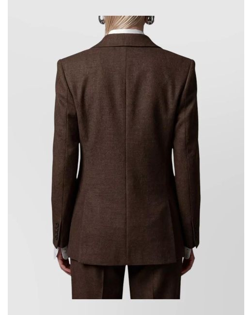 Max Mara Brown Virgin Wool Double-Breasted Suit Jacket