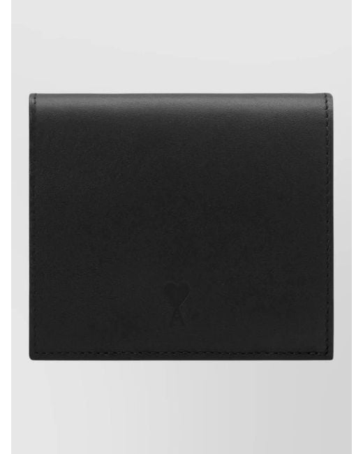 AMI Black Compact Keychain Wallet Slim Linear Design