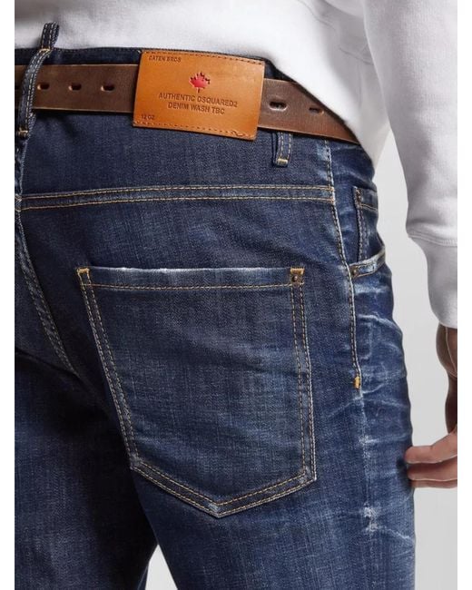 DSquared² Blue Denim Jeans Belt Loops Contrast Stitching Pockets for men