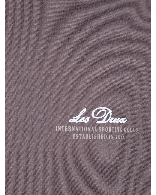 Les Deux Purple Ben Globe Graphic Crew Neck T Shirt for men