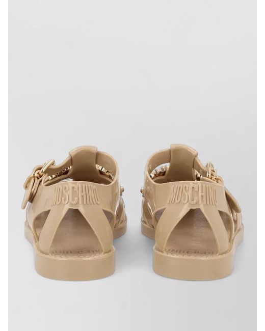 Moschino Natural Strappy Flat Sandals Open Toe Design