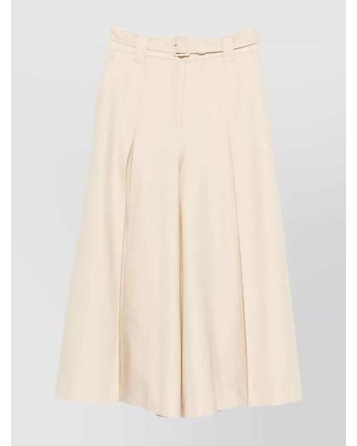 Zimmermann Natural Wool Pleated Wide-Leg Trousers