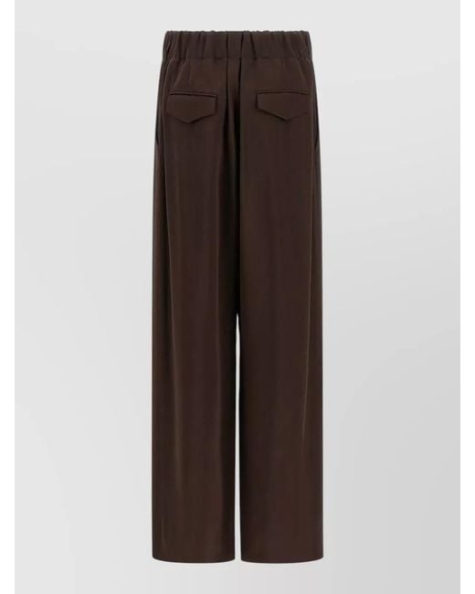 Jil Sander Brown Satin Wide-Leg Trousers
