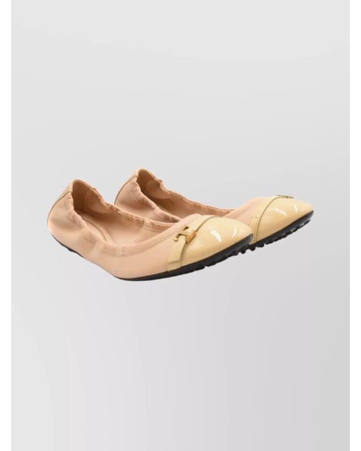 Tod's Natural Leather Ballet Loafers