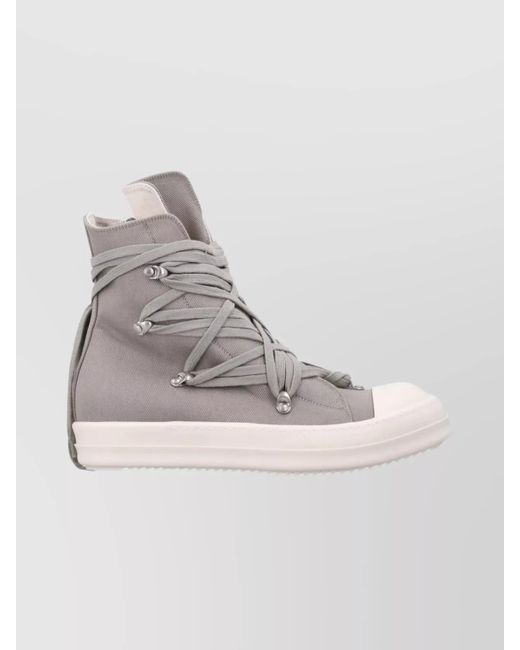 Rick Owens Gray Megalace Sneaks In Overdyed Denim for men