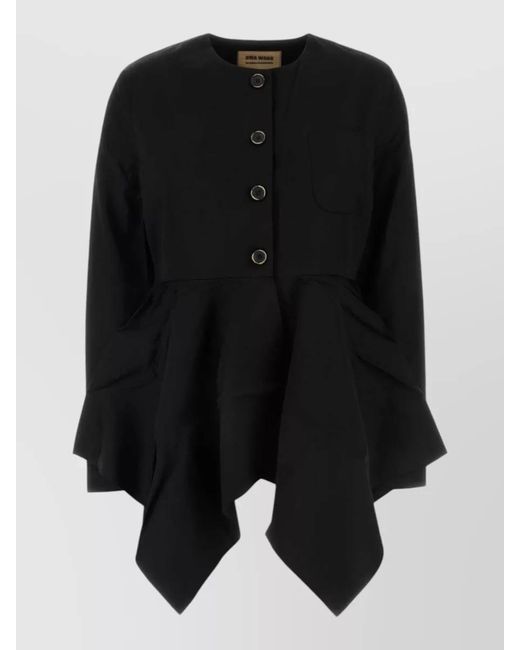 Uma Wang Black Viscose Blend Koney Jacket Buttoned Peplum