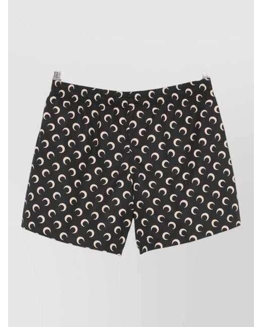 MARINE SERRE Black Lunar Motif Swim Shorts Allover Print for men