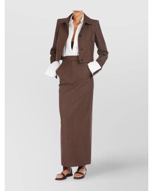 Max Mara Brown Denim Cropped Slim-Fit Single-Breasted Jacket