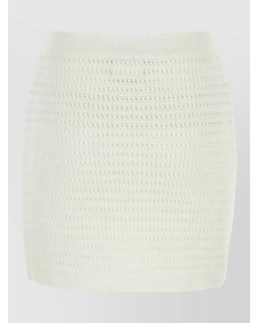 LeKasha White Crochet Mini Skirt Button Detailing High Waisted