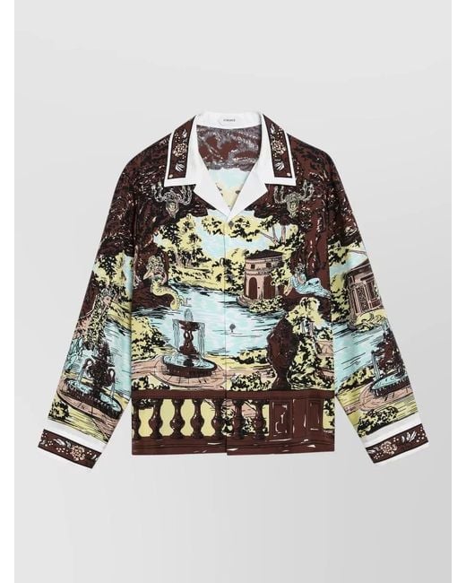 Versace Black Grotto Print Silk Twill Shirt for men