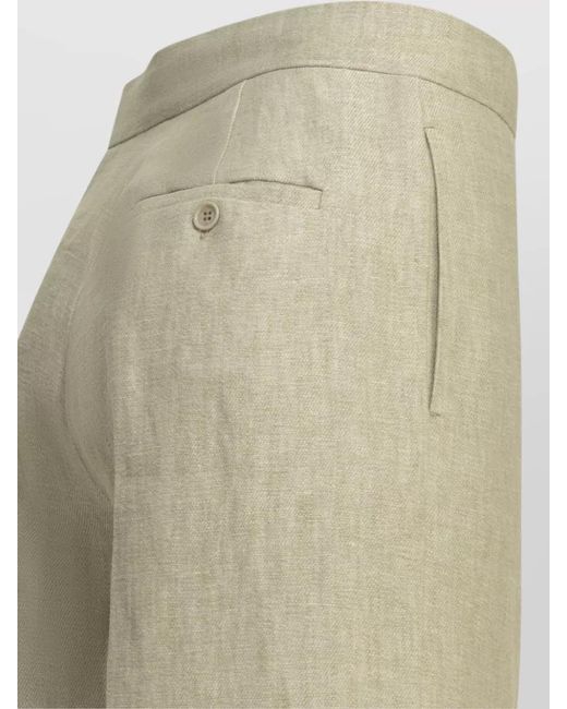 Max Mara Natural Tailored Linen Pants Belt Loops Wide Leg