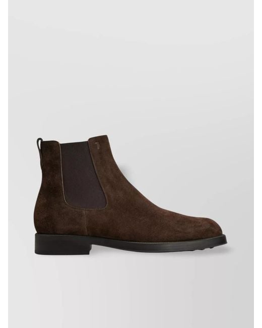 Tod's Brown Suede Leather Chelsea Ankle Boots for men