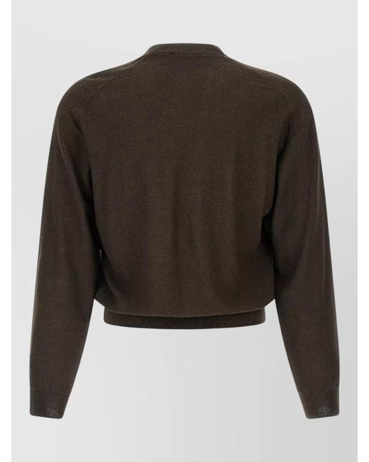 Lemaire Black Asymmetric Wool Blend V-Neck Cardigan for men