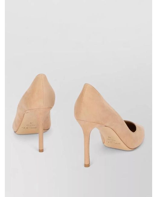 Jimmy Choo Natural Romy 85 Suede Leather Pointed Pumps