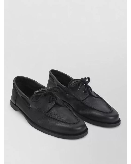 John Lobb Black Grained Leather Loafers for men