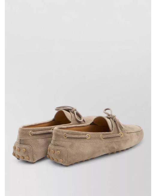 Tod's Natural Suede Gommino Boat Loafer Shoes