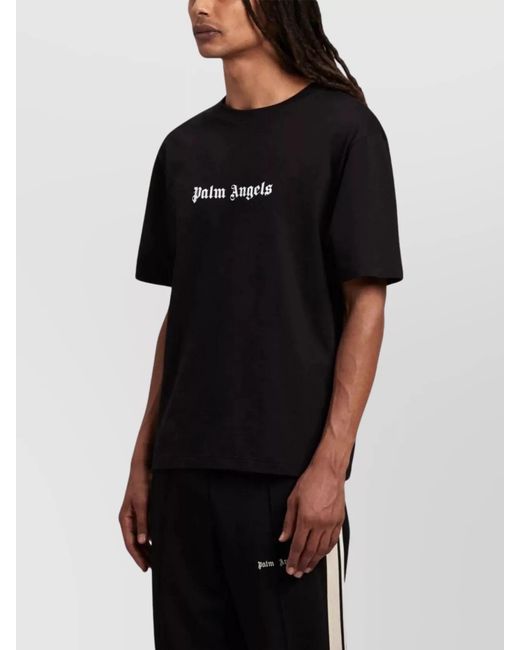 Palm Angels Black Slim-Fit Logo-Print Cotton T-Shirt for men