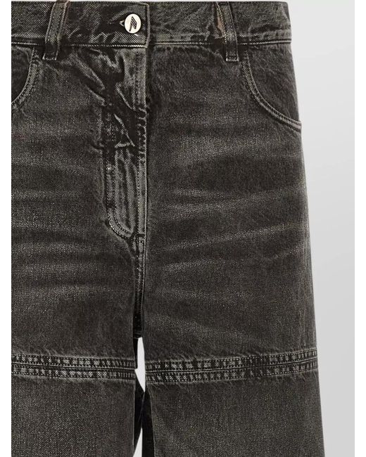 The Attico Gray Cotton Cutout Wide-Leg Jeans