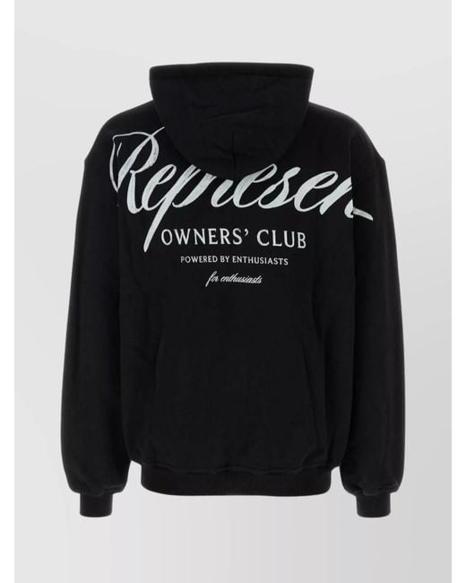 Represent Black Logo-Print Hoodie for men