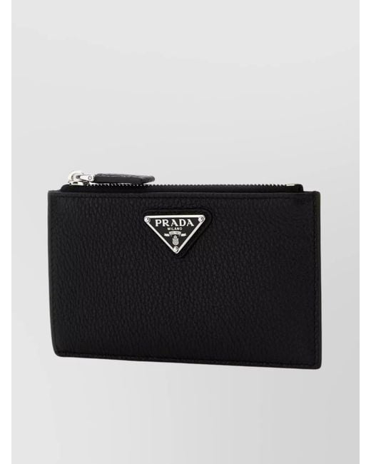 Prada Black Leather Card Holder for men