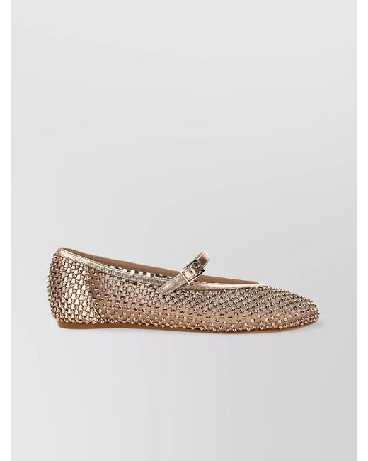 Le Silla Multicolor Embellished Mesh Ballerina Shoes