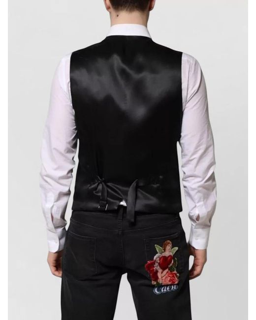 Dolce & Gabbana Green Virgin Wool V-Neck Waistcoat for men