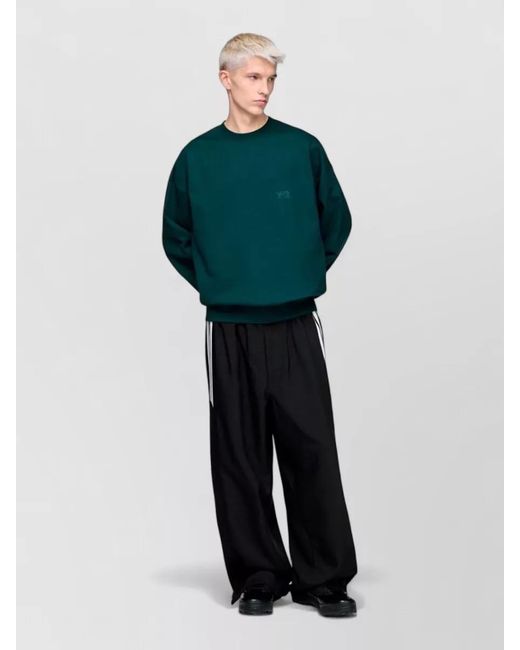 Y-3 Green Cotton Brushed Crew Sweatshirt for men