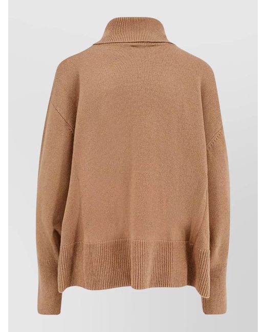 Axel Arigato Brown Wool Turtleneck Sweater Asymmetric Hem