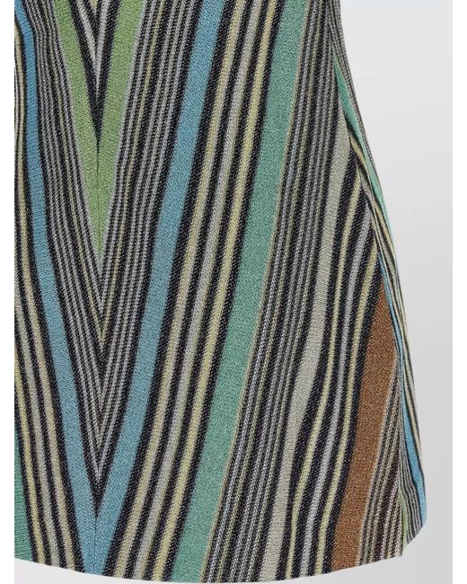 Missoni Multicolor Lame Viscose Dress Halter Neck Stripes