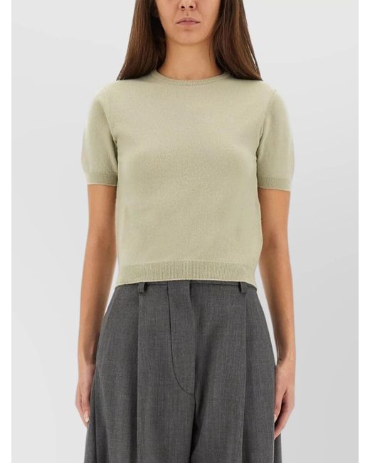 Maison Margiela Green Wool Cropped Crew Neck Knitted Top